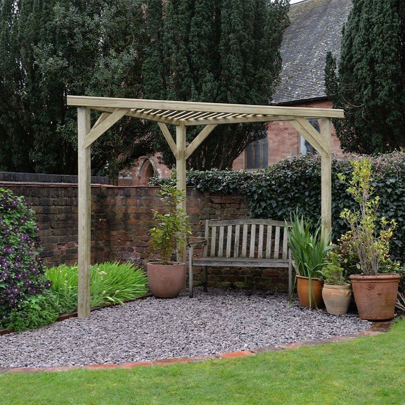 Forest Slatted Wooden Corner Pergola 9'7 x 4'9 (2.9m x 1.5m) - Image 1