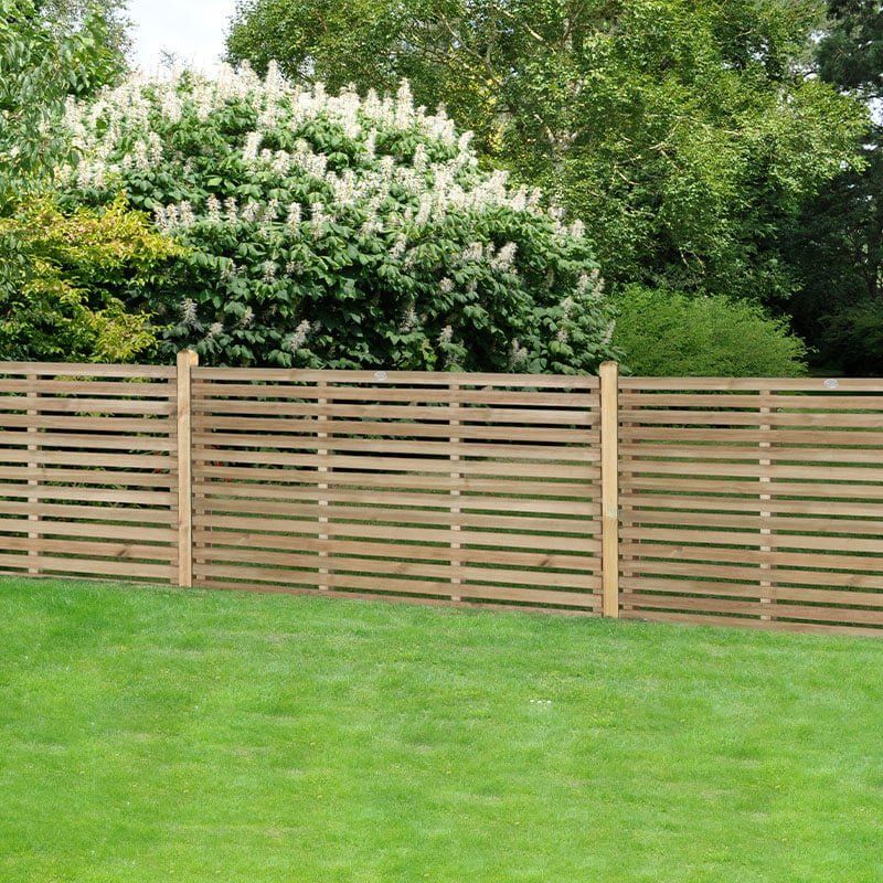 Forest 6' x 3' Pressure Treated Contemporary Slatted Fence Panel (1.8m x 0.9m) - Image 1