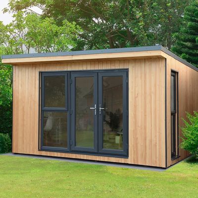 Forest Xtend 4.0+ Fully Insulated SIP Garden Room Office with UPVC Double Doors 4.05m x 3.42m (97mm)