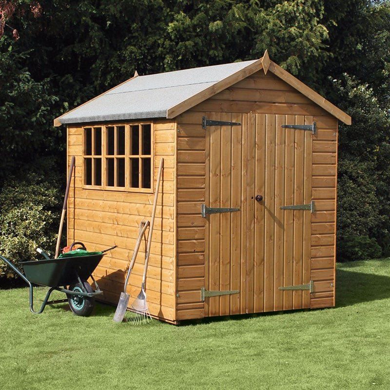 8' x 8' Traditional Heavy Duty Shiplap Apex Wooden Garden Shed (2.44m x 2.44m) - Image 1