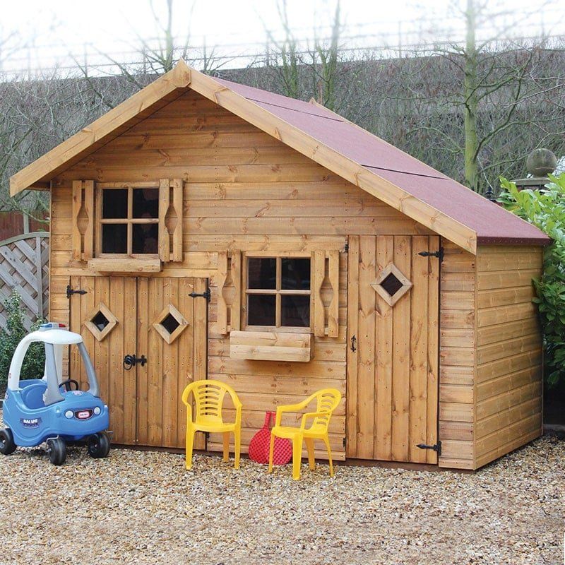 5' x 10' Traditional 2 Storey Kids Wooden Playhouse with Garage (1.51x3.05m) - Image 1