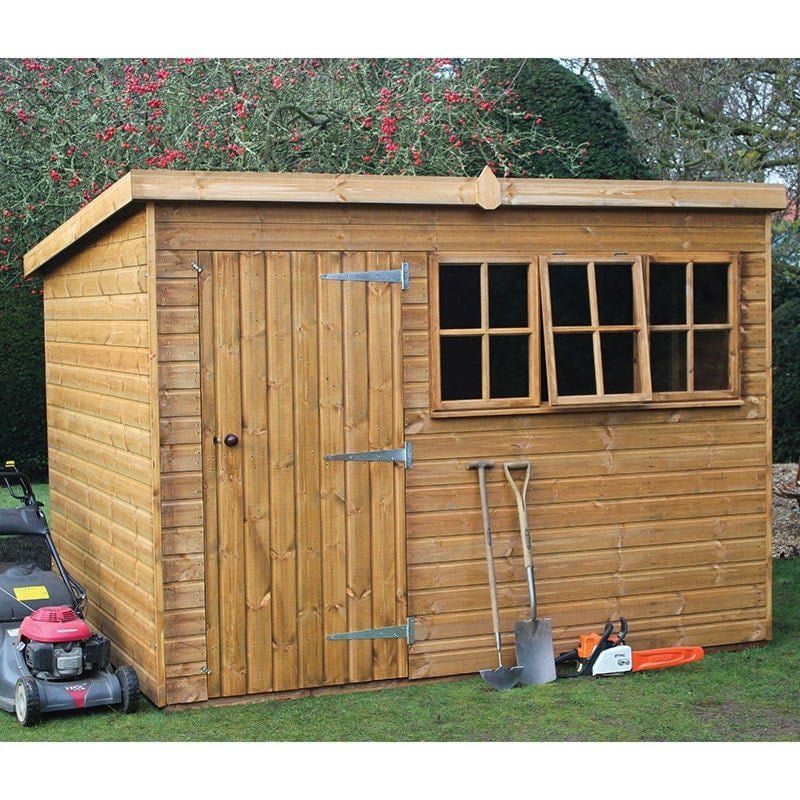 14' x 8' Traditional Heavy Duty Shiplap Pent Wooden Garden Shed (4.28m x 2.44m) - Image 1
