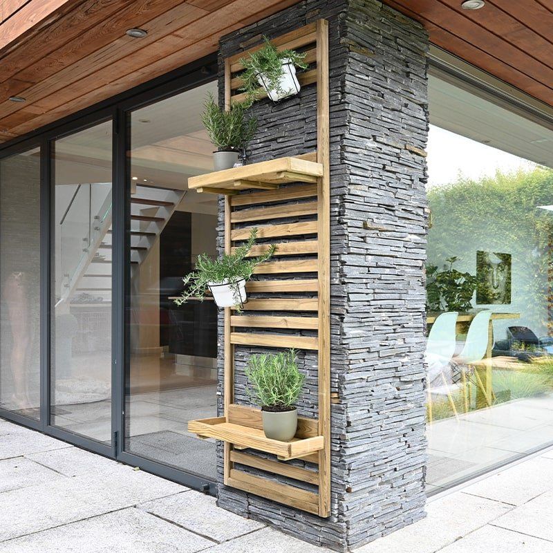 5'11 Forest Slatted Tall Wall Planter - 2 Shelves (0.6m x 0.18m) - Image 1