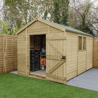 Timberdale T&G Pressure Treated Window Apex Shed - 373kg / 12x8 / Without Base / No Installation / 1