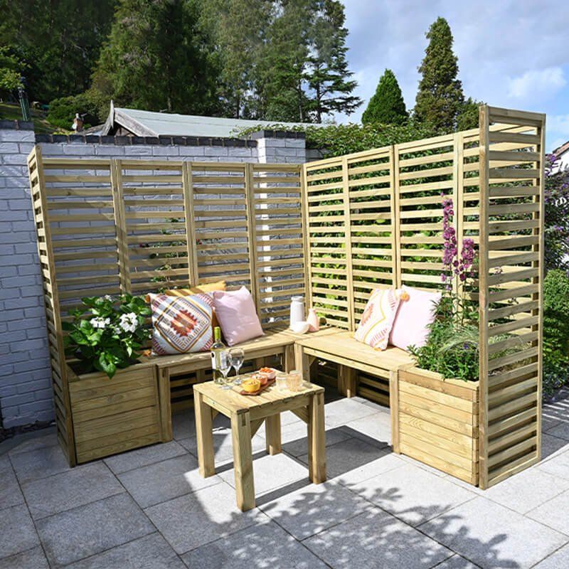 6'9 x 6'9 Forest Modular Wooden Garden Seating Set Number 3 (2.06m x 2.06m) - Image 1