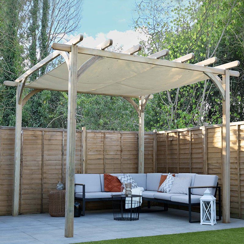 Forest Large Ultima Wooden Garden Pergola with Retractable Canopy 12' x 12' - Image 1