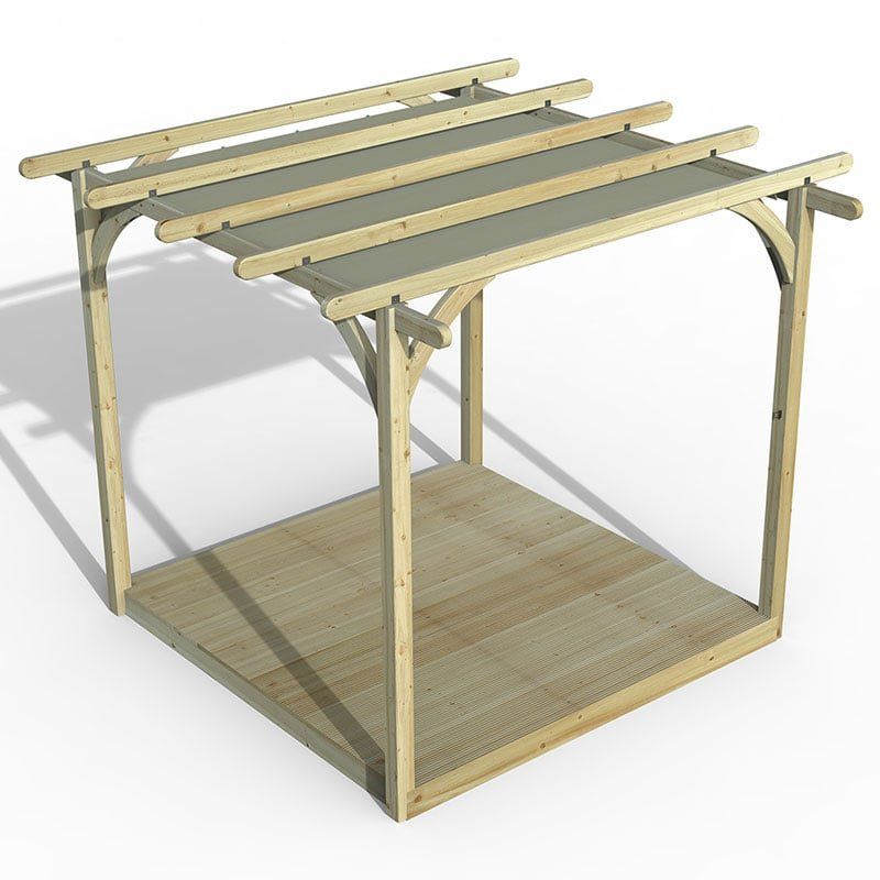 8' x 8' Forest Pergola Deck Kit with Retractable Canopy No. 1 (2.4m x 2.4m) - Image 1