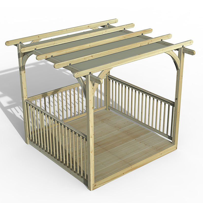 8' x 8' Forest Pergola Deck Kit with Retractable Canopy No. 3 (2.4m x 2.4m) - Image 1
