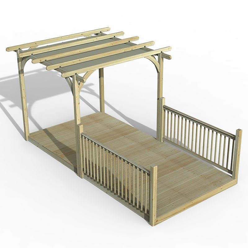 8' x 16' Forest Pergola Deck Kit with Retractable Canopy No. 4 (2.4m x 4.8m) - Image 1