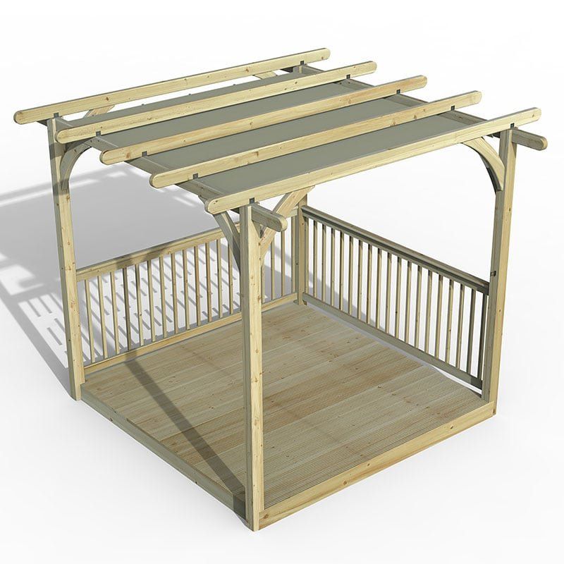 8' x 8' Forest Small Pergola Deck Kit with Retractable Canopy (2.4m x 2.4m) - Image 1