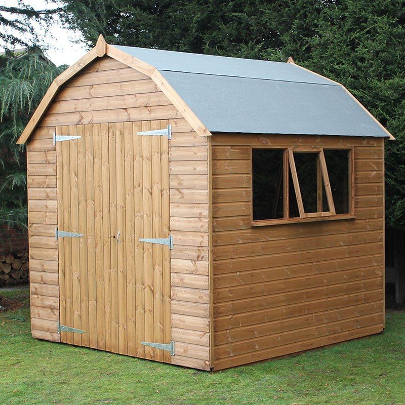 8' x 8' Traditional Shiplap Dutch Barn Heavy Duty Wooden Garden Shed (2.44m x 2.44m) - Image 1