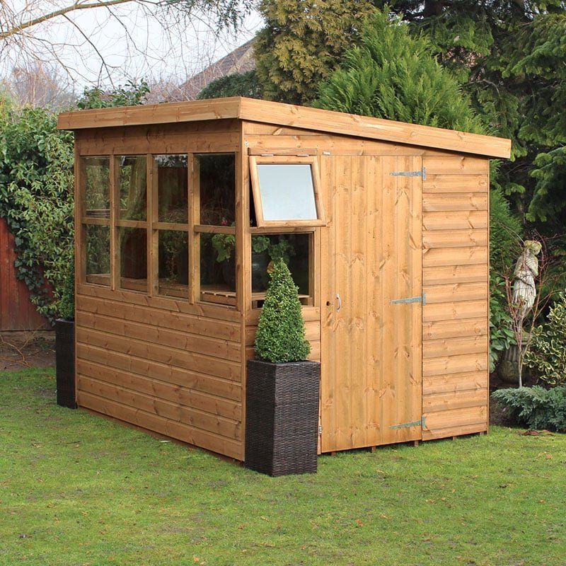 10' x 6' Traditional Shiplap Sun Pent 6' Gable Wooden Garden Shed (3.05m x 1.83m) - Image 1