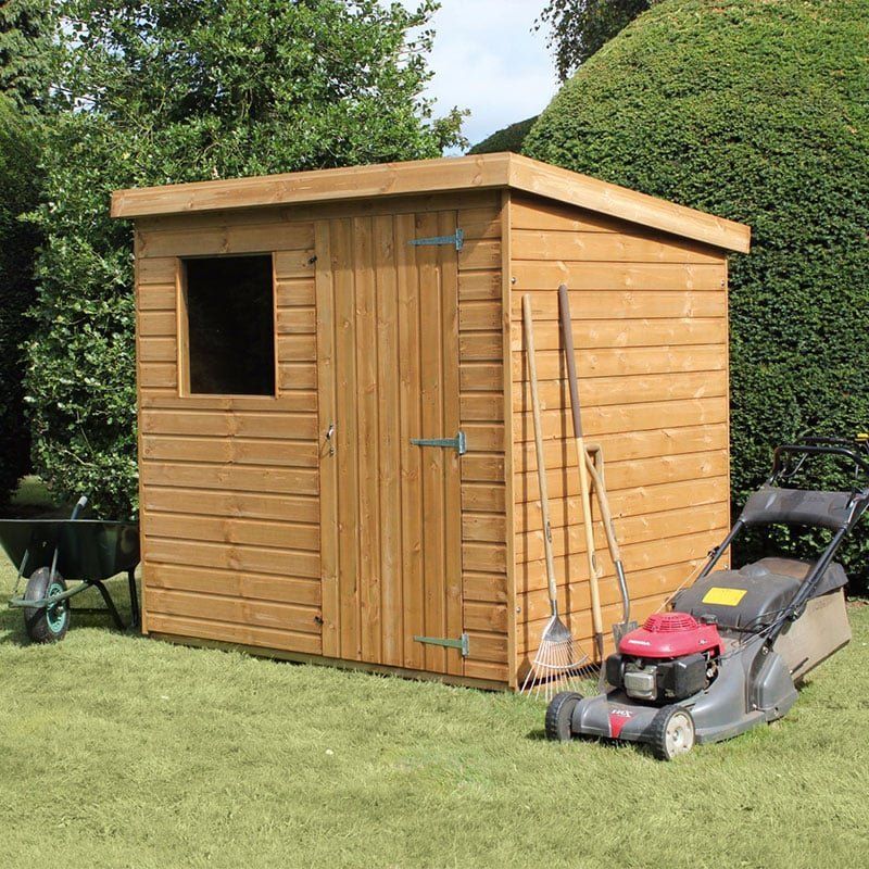 8' x 8' Traditional Standard Shiplap Pent Wooden Garden Shed (2.44m x 2.44m) - Image 1