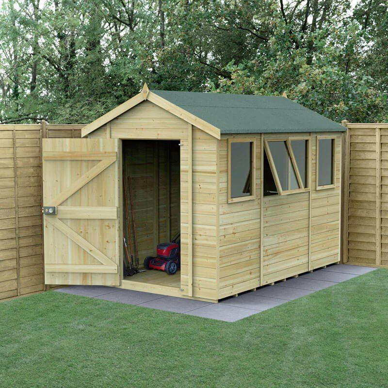 10' x 6' Forest Timberdale 25yr Guarantee Tongue & Groove Pressure Treated Apex Shed 4 Windows (3.06m x 1.98m) - Image 1