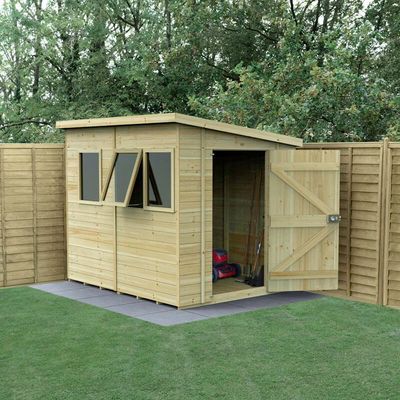 8' x 6' Forest Timberdale 25yr Guarantee Tongue & Groove Pressure Treated Pent Shed 3 Windows (2.5m x 2m)