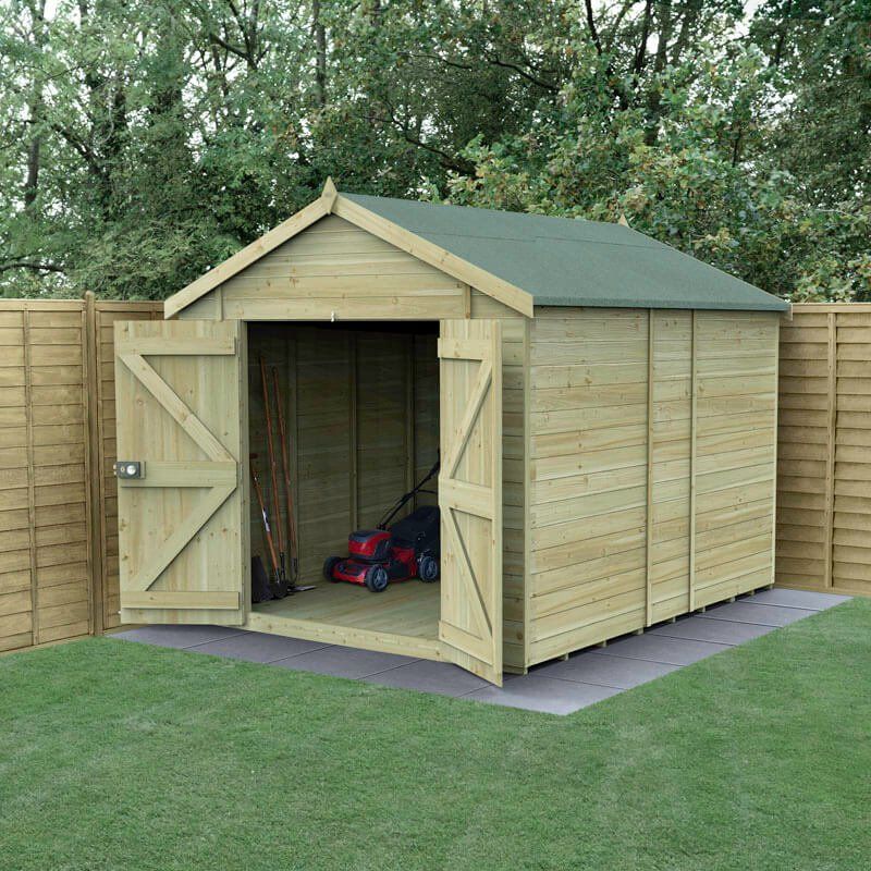 10' x 8' Forest Timberdale 25yr Guarantee Tongue & Groove Pressure Treated Windowless Double Door Apex Shed (3.06m x 2.52m) - Image 1