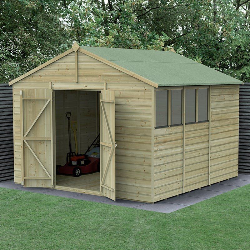 10' x 10' Forest Beckwood 25yr Guarantee Shiplap Pressure Treated Double Door Apex Wooden Shed (3.21m x 3.01m) - Image 1