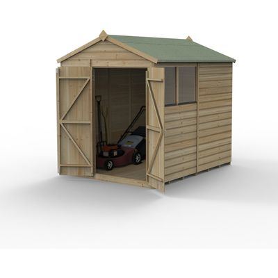 8' x 6' Forest Beckwood 25yr Guarantee Shiplap Pressure Treated Double Door Apex Wooden Shed (2.42m x 1.99m)