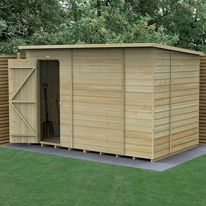 10' x 6' Forest Beckwood 25yr Guarantee Shiplap Pressure Treated Windowless Pent Wooden Shed (3.11m x 2.05m) - Image 1