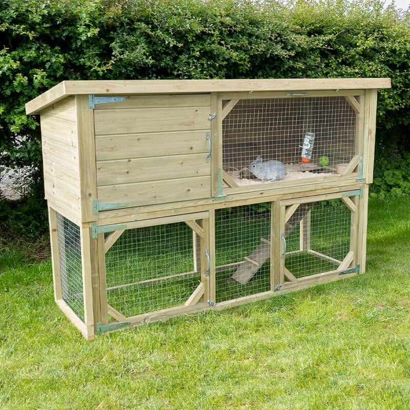 6'4 x 2'5 Forest Hedgerow Wooden 2-Tier Rabbit Hutch (1.94m x 0.74m) - Image 1