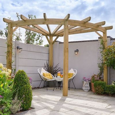 Premium 9x9 Forest Radial Wooden Corner Pergola (2.75m x 2.75m)