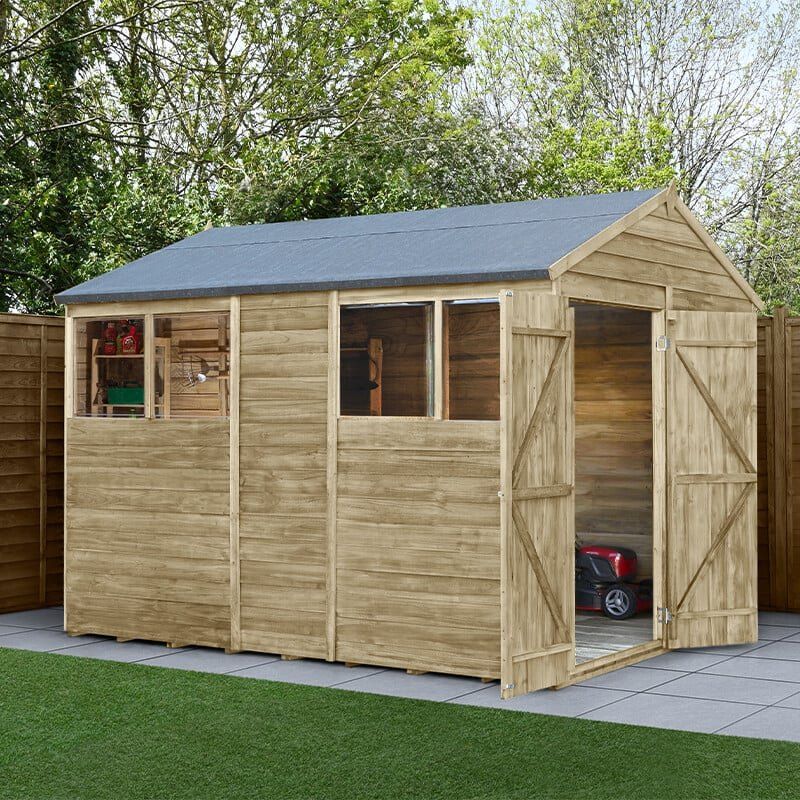 10' x 6' Forest 4Life 25yr Guarantee Overlap Pressure Treated Double Door Apex Wooden Shed (3.01m x 1.99m) - Image 1