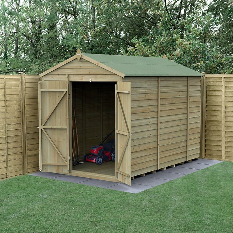10' x 6' Forest 4Life 25yr Guarantee Overlap Pressure Treated Windowless Double Door Apex Wooden Shed (3.01m x 1.99m) - Image 1