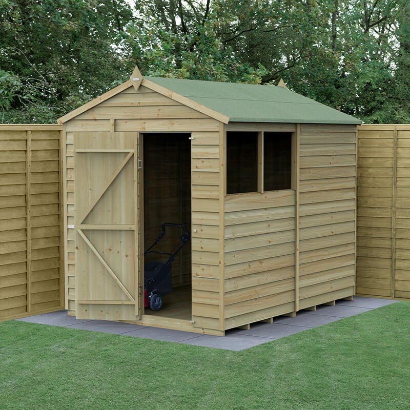 8' x 6' Forest 4Life 25yr Guarantee Overlap Pressure Treated Apex Wooden Shed (2.42m x 1.99m) - Image 1
