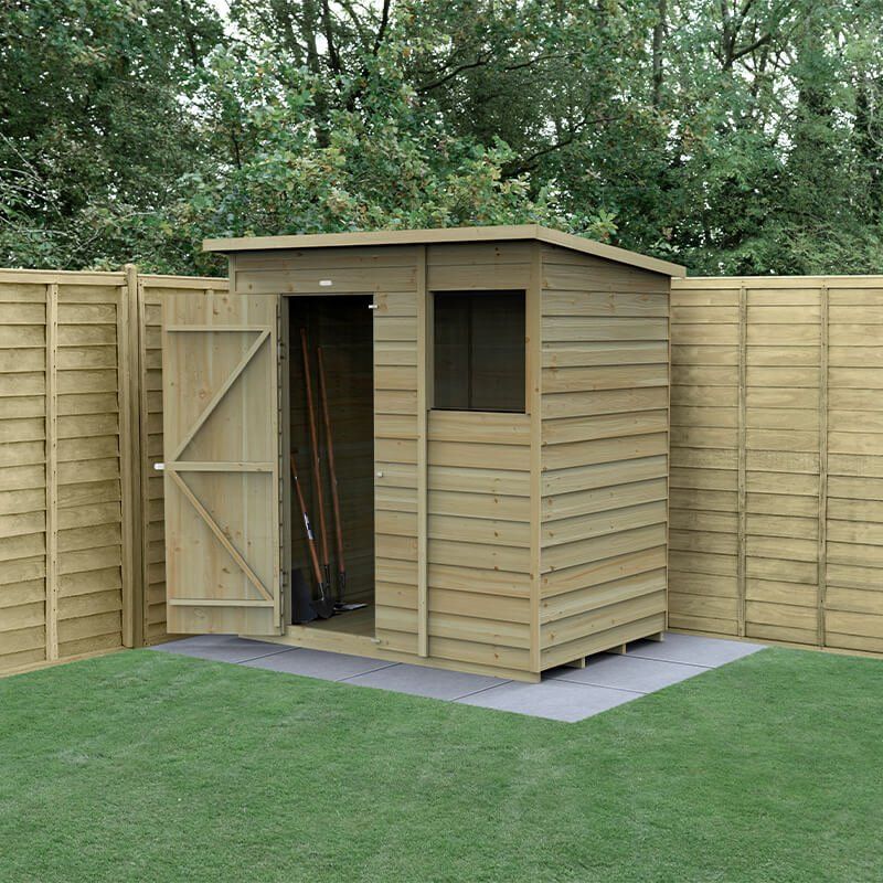 6' x 4' Forest 4Life 25yr Guarantee Overlap Pressure Treated Pent Wooden Shed (1.98m x 1.4m) - Image 1