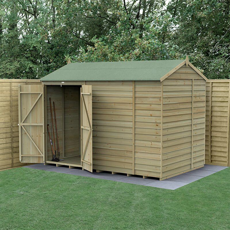 10' x 6' Forest 4Life 25yr Guarantee Overlap Pressure Treated Windowless Double Door Reverse Apex Wooden Shed (3.01m x 1.99m) - Image 1