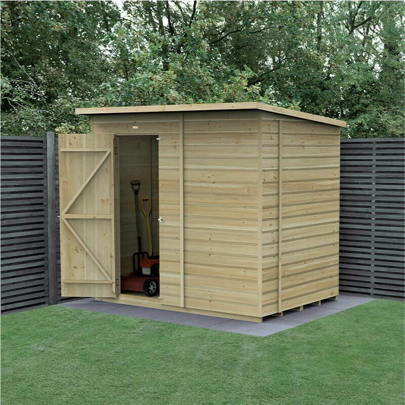 7' x 5' Forest Beckwood 25yr Guarantee Shiplap Pressure Treated Windowless Pent Wooden Shed (2.26m x 1.7m) - Image 1