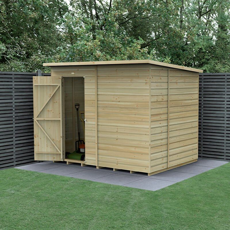 8' x 6' Forest Beckwood 25yr Guarantee Shiplap Pressure Treated Windowless Pent Wooden Shed (2.52m x 2.05m) - Image 1
