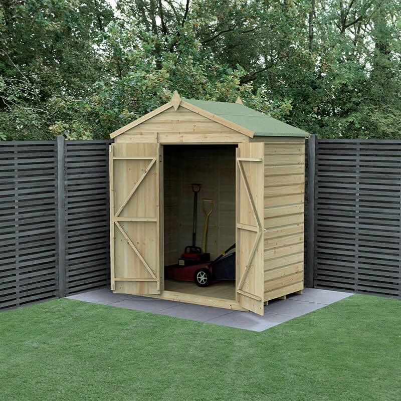 6' x 4' Forest Beckwood 25yr Guarantee Shiplap Pressure Treated Windowless Double Door Apex Wooden Shed (1.88m x 1.34m) - Image 1