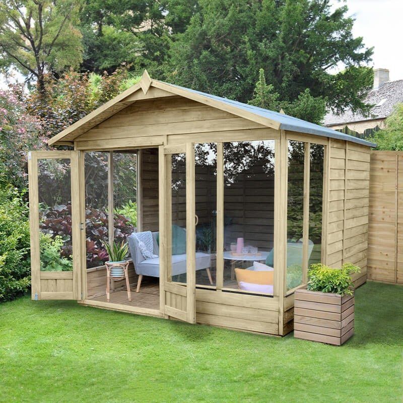 10x8 Apex Summerhouse (3.01m x 2.61m) with Double Doors - Forest 4Life 25yr Guarantee - Image 1