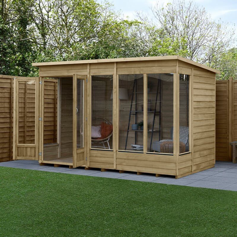 10' x 6' Forest 4Life 25yr Guarantee Double Door Pent Summer House (3.11m x 2.05m) - Image 1