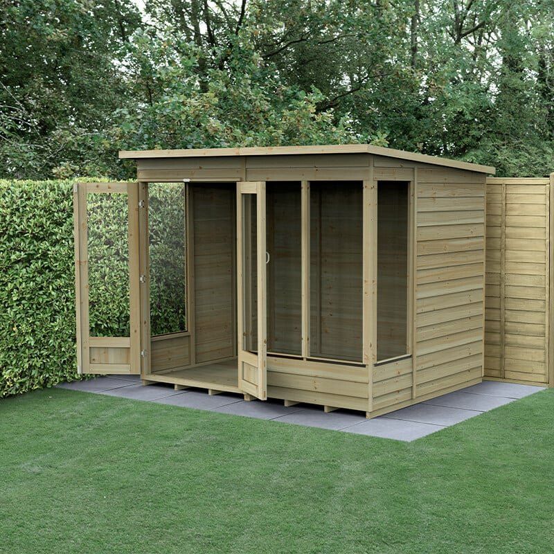 8' x 6' Forest 4Life 25yr Guarantee Double Door Pent Summer House (2.52m x 2.05m) - Image 1