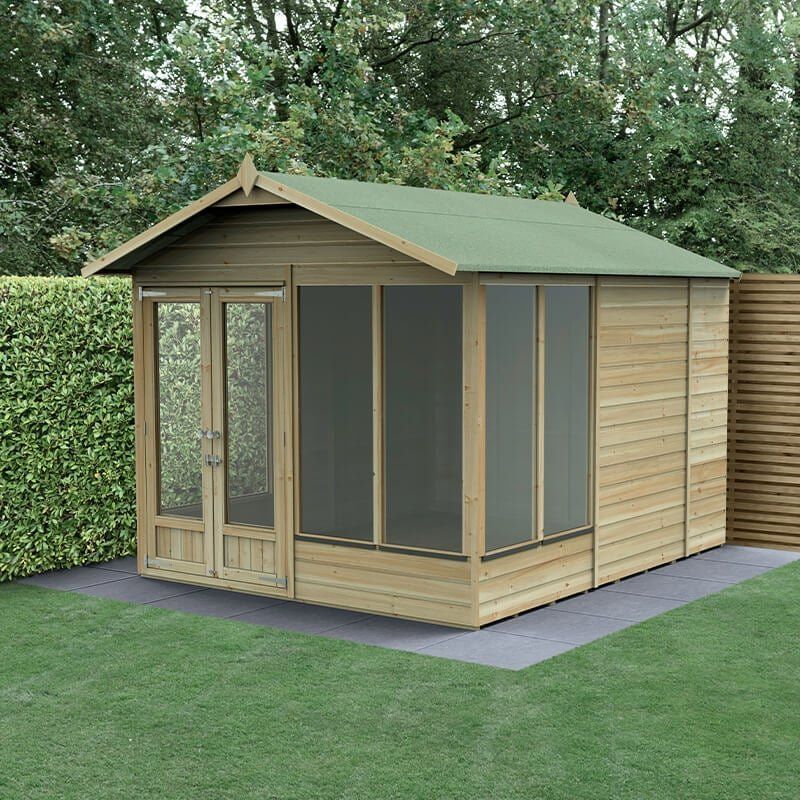 10' x 8' Forest Beckwood 25yr Guarantee Double Door Apex Summer House (3.01m x 2.61m) - Image 1