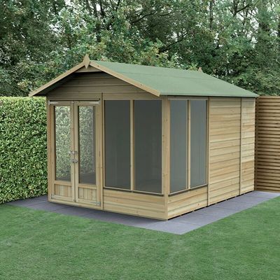 10' x 8' Forest Beckwood 25yr Guarantee Double Door Apex Summer House (3.01m x 2.61m)