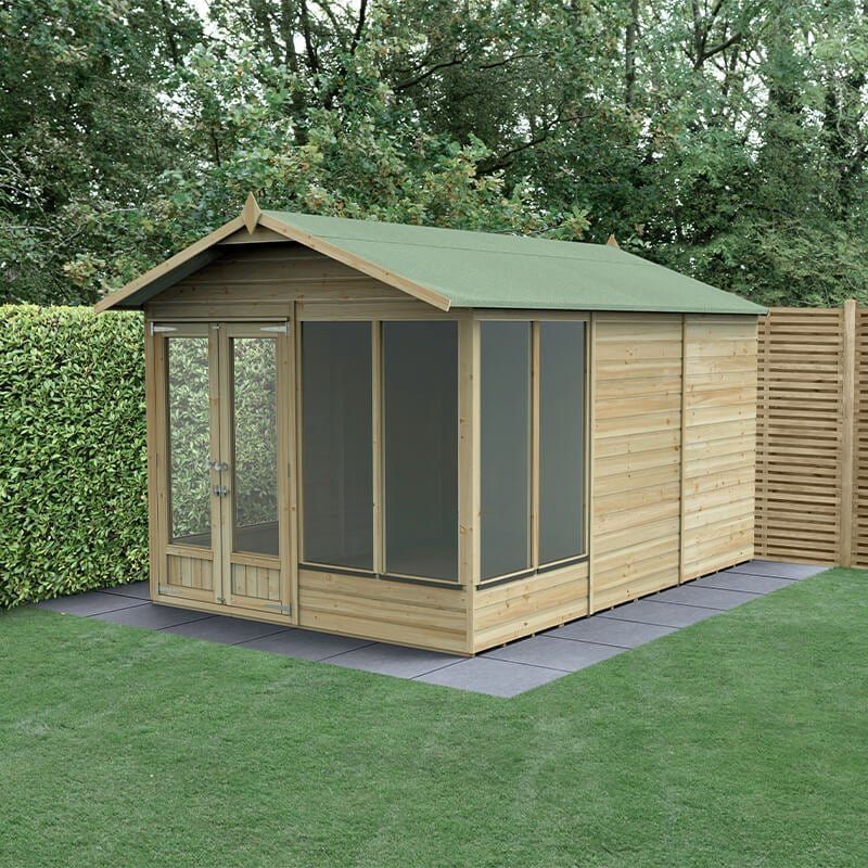 12' x 8' Forest Beckwood 25yr Guarantee Double Door Apex Summer House (3.6m x 2.61m) - Image 1