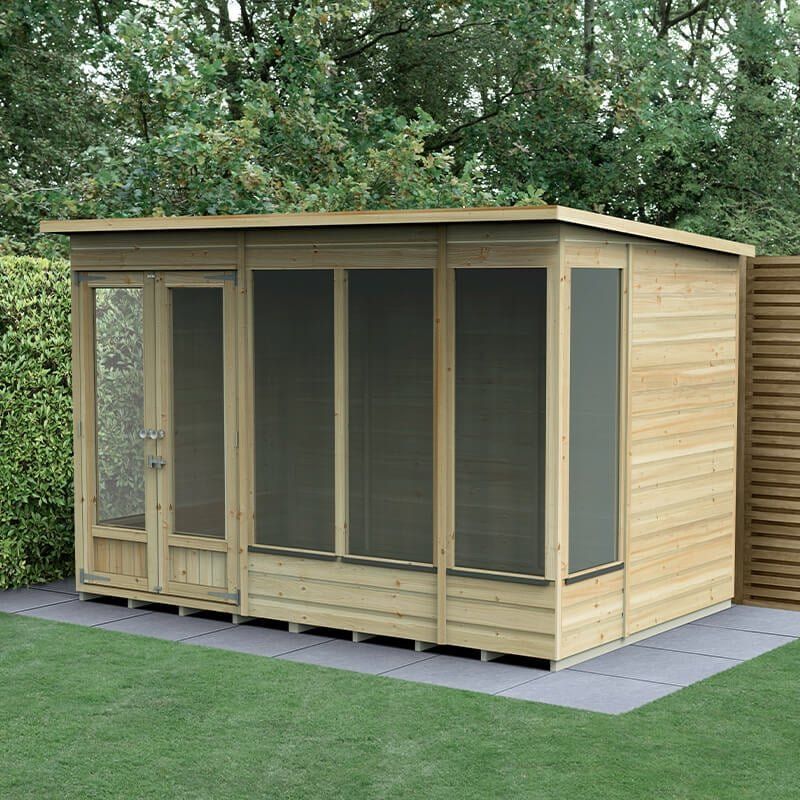10' x 6' Forest Beckwood 25yr Guarantee Double Door Pent Summer House (3.11m x 2.05m) - Image 1