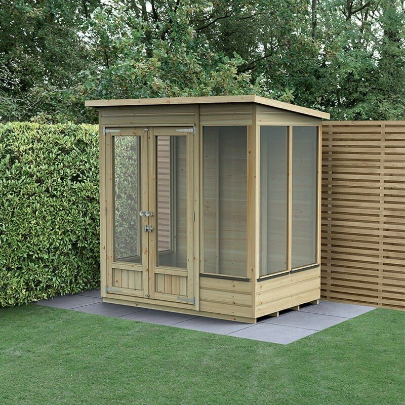 6' x 4' Forest Beckwood 25yr Guarantee Double Door Pent Summer House (1.98m x 1.4m) - Image 1