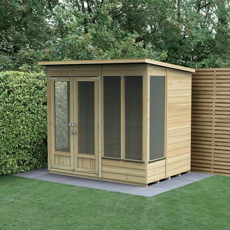 7' x 5' Forest Beckwood 25yr Guarantee Double Door Pent Summer House (2.26m x 1.7m) - Image 1