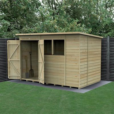 10' x 6' Forest Beckwood 25yr Guarantee Shiplap Pressure Treated Double Door Pent Wooden Shed (3.11m x 2.05m)