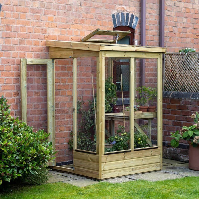 4' x 4' Forest Wallscape Lean To Greenhouse with Open Back (1.28m x 1.34m) - Image 1