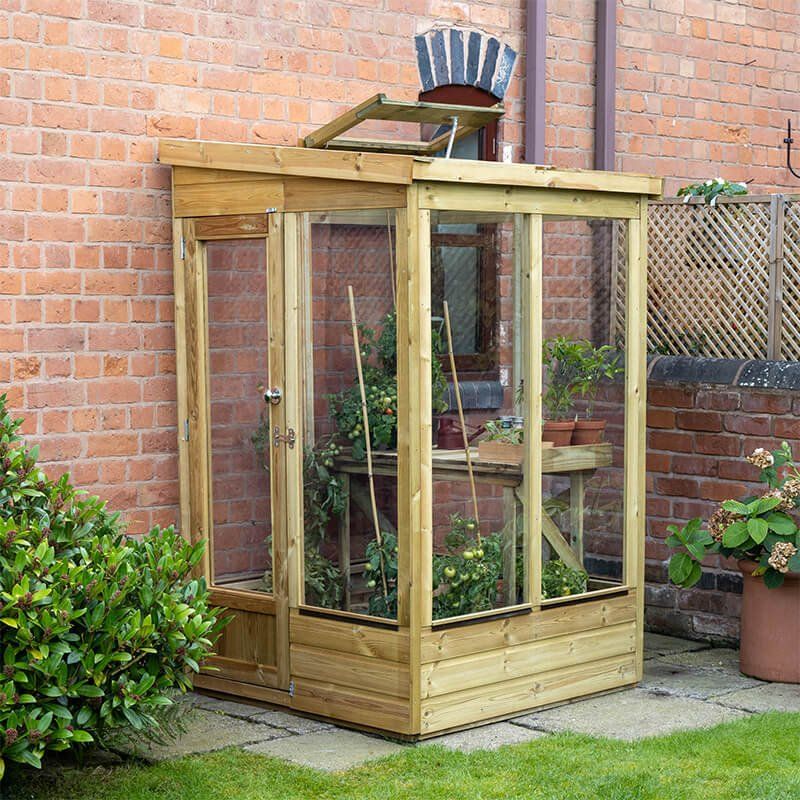 4' x 4' Forest Wallscape Lean To Greenhouse with Glazed Back (1.28m x 1.34m) - Image 1