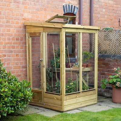 4' x 4' Forest Wallscape Lean To Greenhouse with Glazed Back (1.28m x 1.34m)