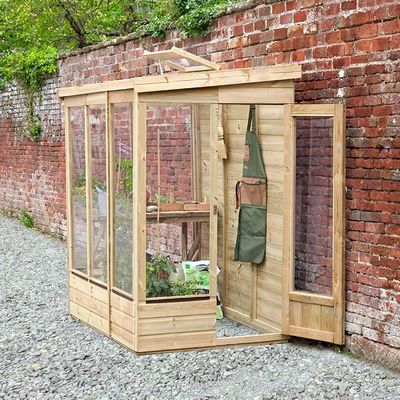 4' x 6' Forest Wallscape Lean To Greenhouse with Solid Back (1.28m x 1.93m)