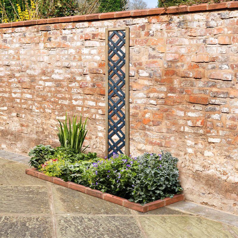 Forest 5'11 x 1' Grey Painted Wooden Diamond Lattice Panel (1.8m x 0.3m) - Image 1
