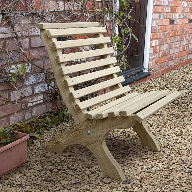 Forest Kuba Curved Wooden Garden Chair 2'0 x 2'5 (0.60m x 0.74m) - Image 1