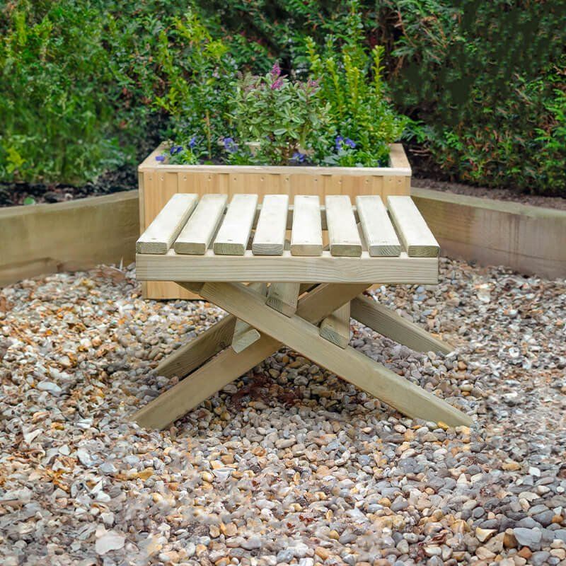 Forest Slatted Wooden Garden Table 1'9 x 1'8 (0.54m x 0.50m) - Image 1